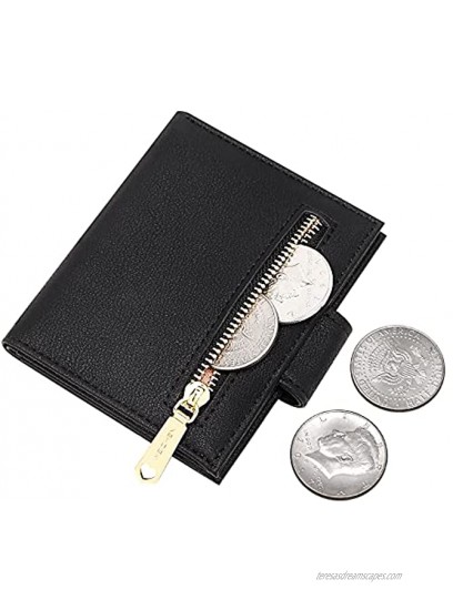 GEEAD Small Wallets for Women Slim Bifold Credit Card Holder Minimalist Zipper Coin Pocket