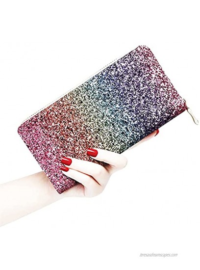KUKOO Glitter Wallet for Women Shiny Long Phone Clutch Purse Ladies Card Holder