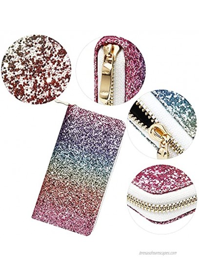 KUKOO Glitter Wallet for Women Shiny Long Phone Clutch Purse Ladies Card Holder