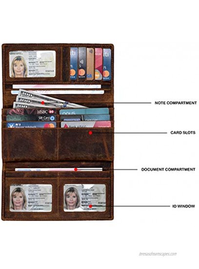 Leather Wallets for Women RFID Blocking Checkbook Wallet with Credit Card Slots