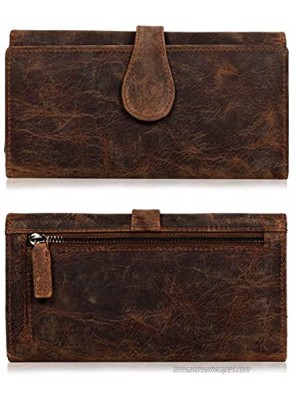 Leather Wallets for Women RFID Blocking Checkbook Wallet with Credit Card Slots