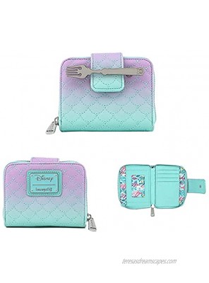 Little Mermaid Ombre Scales Zip Around Wallet with Fork Clasp Accessory 5 x 4 Inches