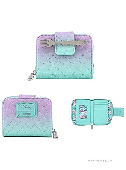Little Mermaid Ombre Scales Zip Around Wallet with Fork Clasp Accessory 5 x 4 Inches