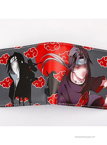 Men Boy Anime Leather Wallet Purse Credit Card Holder with Itachi Lanyard Itachi