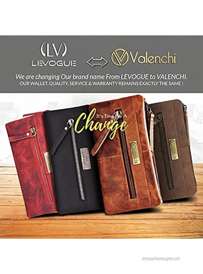 RFID Soft Flexible Leather Wallet for Women-Credit Card Slots Mobile case Coin Purse with ID Window Handmade by LEVOGUE Cognac Vintage
