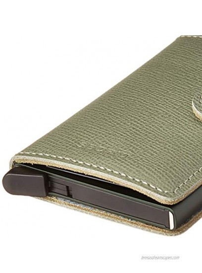 Secrid Mini Wallet Genuine Leather Crisple Pistachio Floral RFID Safe Card Case max 12 cards