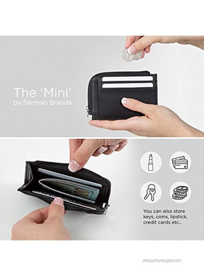SERMAN BRANDS Small Wallets for Women. Slim Wallet for Women with Coin Purse and Credit Card Holder. RFID Wallet Women Vegan