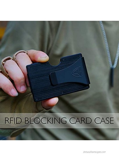 Slim Wallet for Men RFID Blocking Aluminum Wallet Carbon Fiber Card Case Metal Wallet Minimalist Front Pocket Card Holder Black