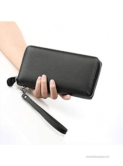 Womens Wallet RFID Blocking Genuine Leather Zip Around Wallet Clutch Wristlet Travel Long Purse for Women