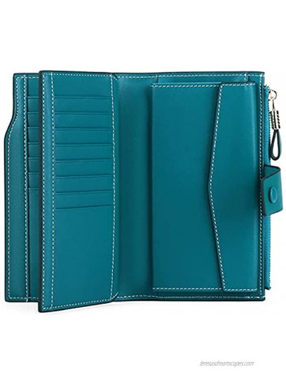Women's Wallet RFID Blocking Large Capacity Genuine Leather Clutch Multi Card Organizer