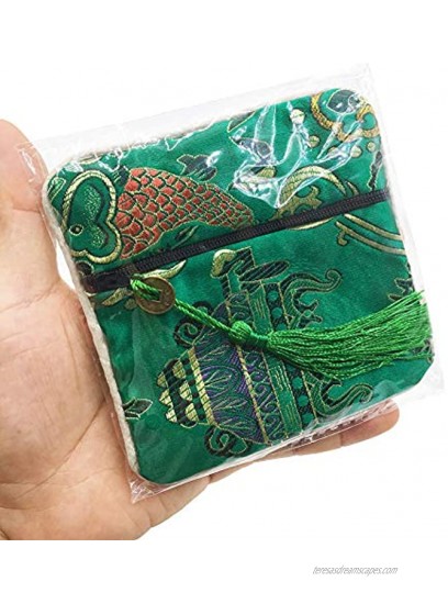 24pc Chinese Silk Brocade Coin Purse Embroider Jewelry Bag Zipper Wallet Pouch
