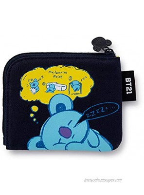 BT21 KOYA Character Small Coin Purse ID Credit Card Wallet Toiletry Pouch with Zipper Navy