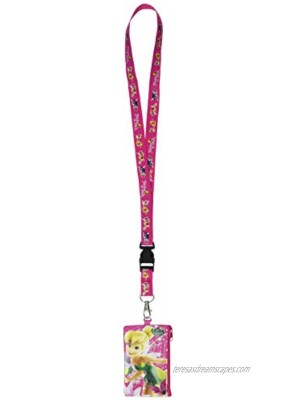 Disney Tinkerbell Fairies Lanyard with Fast Pass Coin Pouch ID Holder Pink