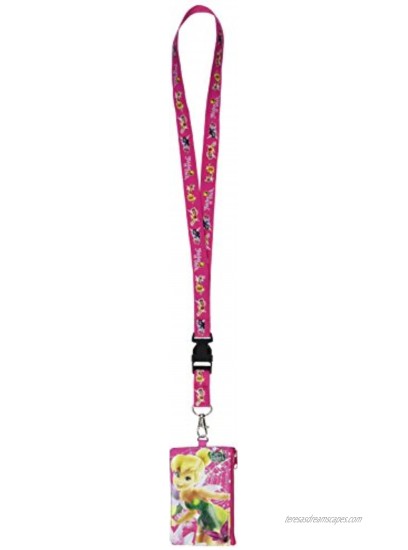 Disney Tinkerbell Fairies Lanyard with Fast Pass Coin Pouch ID Holder Pink