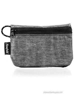 Flowfold Mini Zipper Pouch Water Repellent Small Zippered Pouches for Keys ID Cards & AirPods Case Made in USA Grey