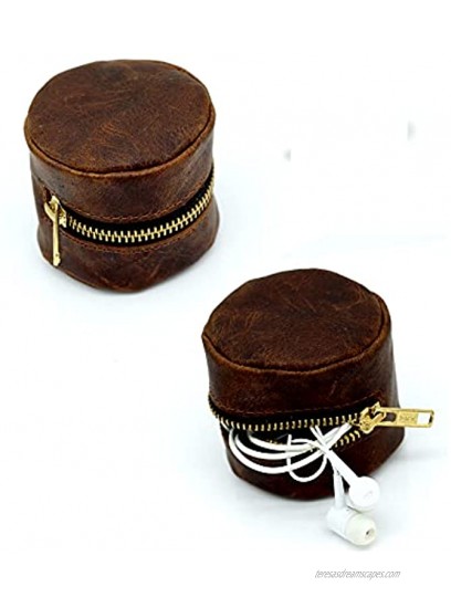 Genuine Rustic Leather pouch for coin charger & earphones