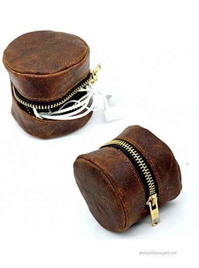 Genuine Rustic Leather pouch for coin charger & earphones