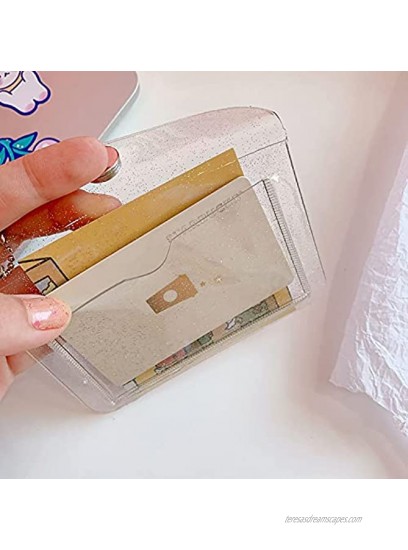 Glitter Transparent Coin Purse Card Case 2PCS PVC Waterproof Card Bag Portable Jelly Keychain Wallet Pouch for Women white