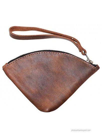 Hide & Drink Leather D-Shape Clutch Bag Handbag Coin Pouch Money Organizer Travel Handmade Includes 101 Year Warranty :: Bourbon Brown