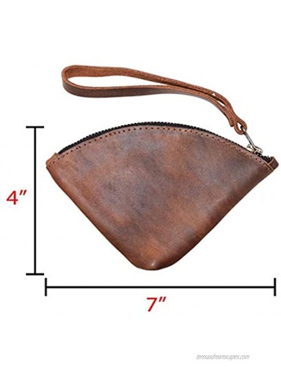 Hide & Drink Leather D-Shape Clutch Bag Handbag Coin Pouch Money Organizer Travel Handmade Includes 101 Year Warranty :: Bourbon Brown