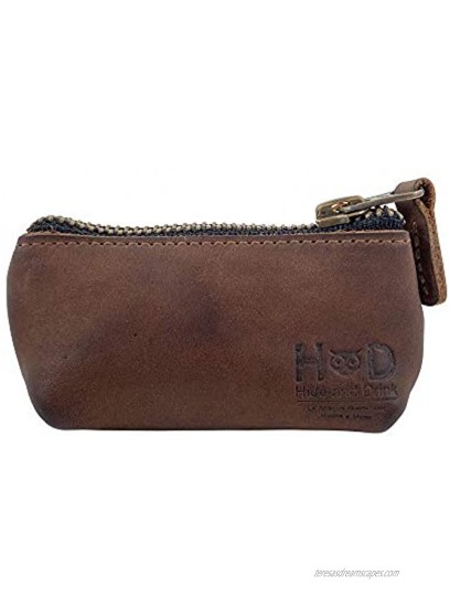 Hide & Drink Leather Key Holder Pouch Zippered Coin Bag Money Purse Earphone Holder Charging Cable Memory Cards Organizer Vintage Style Handmade Includes 101 Year Warranty Bourbon Brown