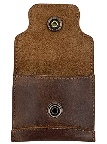 Hide & Drink Snap Coin Pouch Handmade from Full Grain Leather Durable Compact Bag for Coins Change Headphones Small Personal Items Hardware Minimalist Style Button Closure Bourbon Brown