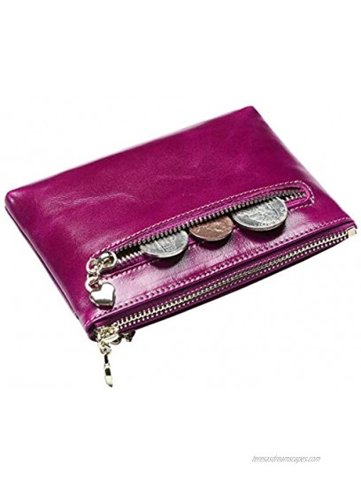 Itslife Small Women's Wallet Zipper Change Coin Purse RFID Card Cases Genuine Leather Wallets for women with key chain