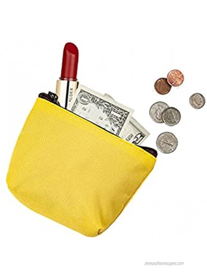 JANEMO Small Coin Purse Pouch Portable Durable Canvas Purse Zipper Change Purse,Used for Storing Small Items,Cosmetics,Change,Necklace,Yellow