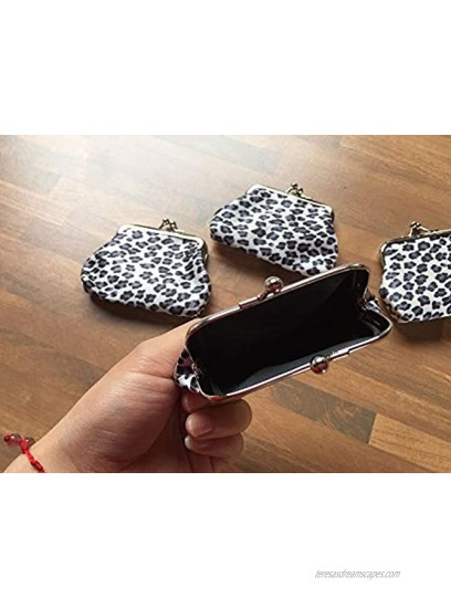 Leopard Mini Grain Coin Purse- Clasp Pouch Wallet Key Bags Perfect Present for Women Girls Lovely Purses Wallets Buckle Party Favors