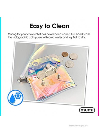 mumi Holographic Coin Pouch | Stylish and Ultra-Functional | Fits All your Essentials | Coin purse size: 2.75 x 3.5 inches