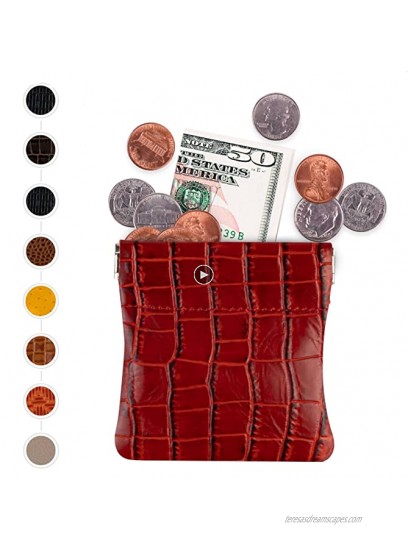 Nabob Leather Genuine Leather Squeeze Coin Purse Coin Pouch Made IN U.S.A. Change Holder For Men Woman Size 3.5 X 3.5