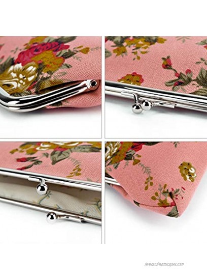 Oyachic 2 Packs Coin Purse Cell Phone Pouch Rose Pattern Clasp Closure Wallet 7.1L X 3.5 H