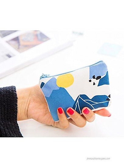 Oyachic 4 Pieces Mini Coin Purse Canvas Cosmetic Pouch Cash Bag Make Up Bag Change Holder Cute Wallet With Zipper for Woman Girls
