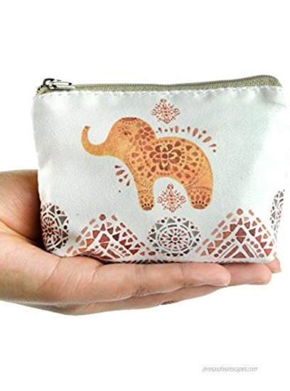 POPUCT Women's Canvas Mini Card Hold Coin Purse with Zipelephant 2 pack