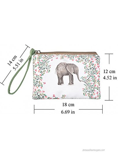 Rantanto Cute Classic Exquisite Canvas Cash Coin Purse Make Up Bag Cellphone bag With Handle BG0001 Flower Elephant