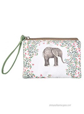Rantanto Cute Classic Exquisite Canvas Cash Coin Purse Make Up Bag Cellphone bag With Handle BG0001 Flower Elephant