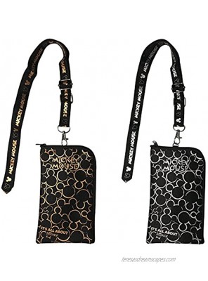 Set of 2 Disney Mickey Mouse 1x Gold & 1x Silver I.D Holder Wallet Detachable Coin Purse