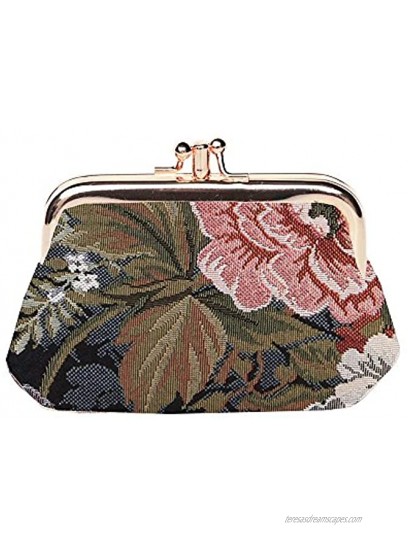 Signare Fashion Tapestry Double Clasp Metal Frame Purse Floral