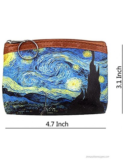 Small Coin Change Purse Pouch Van Gogh Art Coin Bag Zipper Wallet Gifts for Women Girls