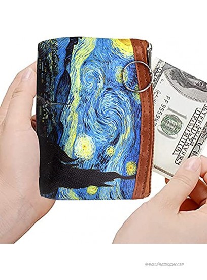 Small Coin Change Purse Pouch Van Gogh Art Coin Bag Zipper Wallet Gifts for Women Girls