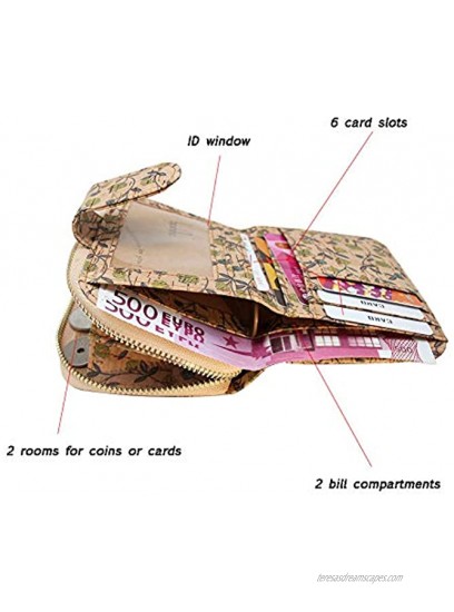 Vegan Cork Wallet Boshiho Women’s Purse Slim Zipper Design with Card Holder Coin Pocket Purse Eco-friendly Vegan Gift MutiColor
