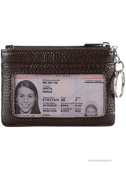 Women Genuine Leather Keychain Zipper Change Wallet Small Mini Pocket Size Coin Purse