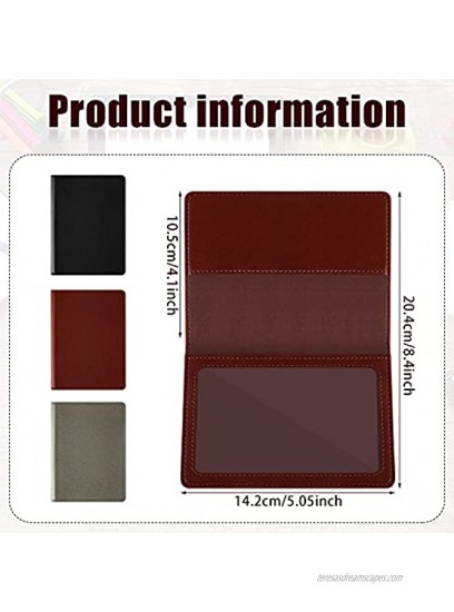 3 Pieces PU Leather Card Holder Vaccination Certificate Holder Vaccination Card Protector Waterproof Immunization Record Card Holder for Business ID Card Passport Black Brown Gray