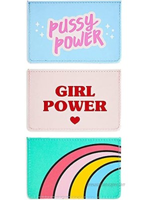 Card Holders for Women Girl Power 4.25 x 2.8 in 3 Pack