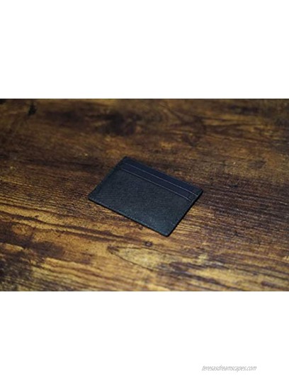 DRAKEHAUT Slim Saffiano Genuine Leather Card Holder Minimalist RFID Blocking Credit Card Case 5 CC