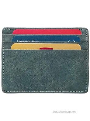 Genuine Leather Credit Card Holder Thin ID Holder Front Pocket Wallet Slim Pouch RFID Blocking