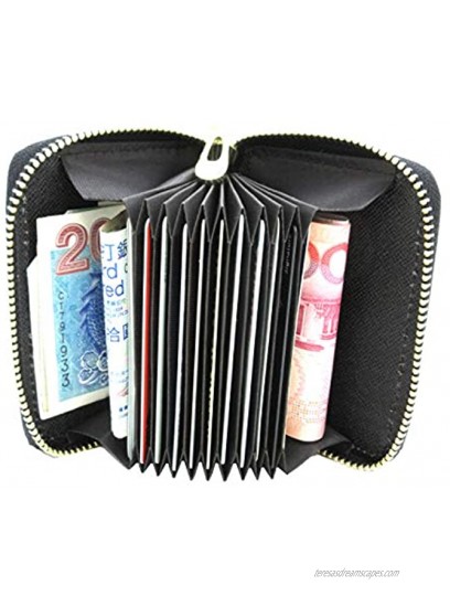 HMBON Women's Genuine Leather Credit Card Holder with RFID Blocking Small Accordion Wallet Slim Design for Easy Carrying