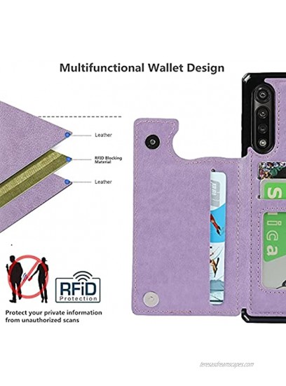 iCoverCase for Motorola G Power 2020 Wallet Case with Card Slots Holder Stand [RFID Blocking] Embossed PU Leather Kickstand Magnetic Shockproof Case with Wrist Strap Mandala Purple