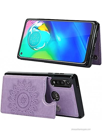 iCoverCase for Motorola G Power 2020 Wallet Case with Card Slots Holder Stand [RFID Blocking] Embossed PU Leather Kickstand Magnetic Shockproof Case with Wrist Strap Mandala Purple