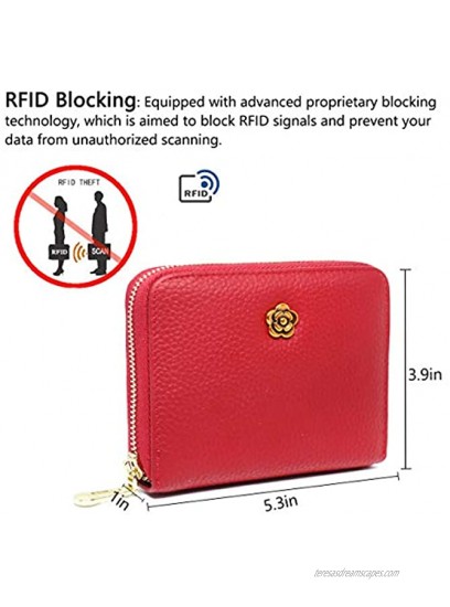 imeetu RFID Credit Card Holder Leather Card Case Zipper Wallets for Women,MPink